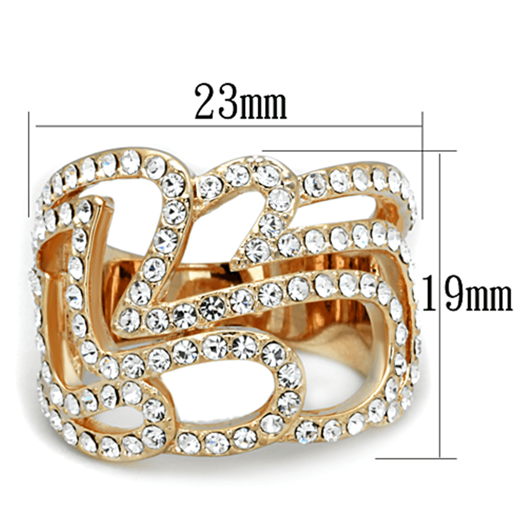 Rose Gold Brass Ring with Top Grade Crystal  in Clear