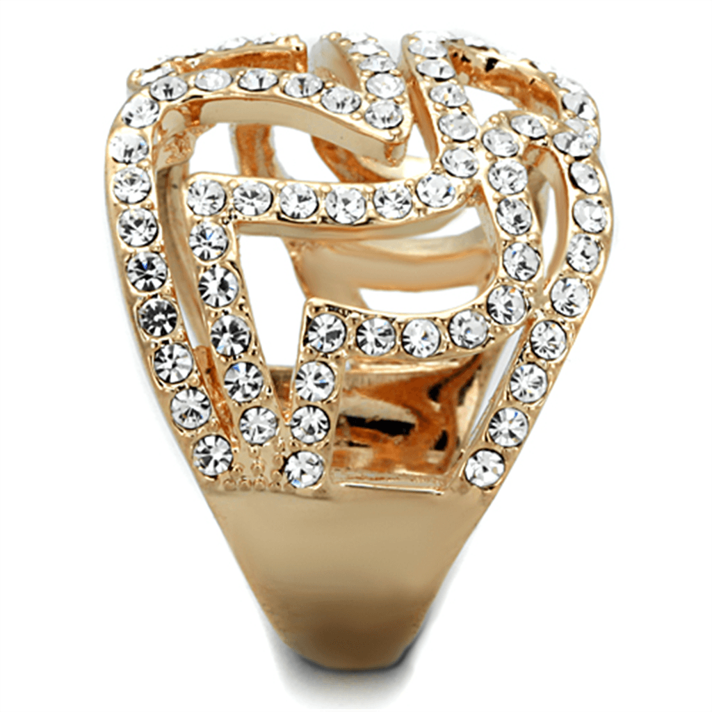 Rose Gold Brass Ring with Top Grade Crystal  in Clear
