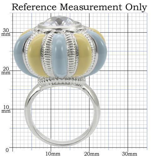 Rhodium Brass Ring with AAA Grade CZ  in Clear Size 7