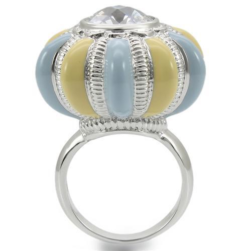 Rhodium Brass Ring with AAA Grade CZ  in Clear Size 7