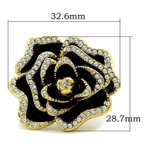Gold(Ion Plating) Brass Ring with Top Grade Crystal  in Clear