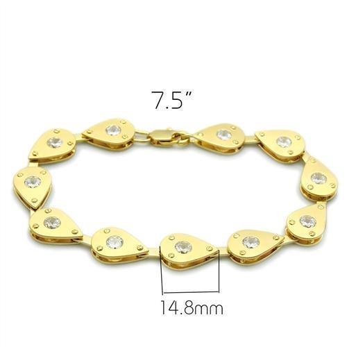 LO2015 - Matte Gold & Gold Brass Bracelet with AAA Grade CZ  in Clear