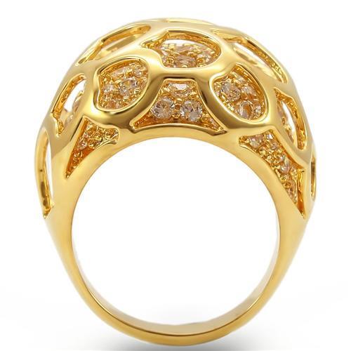 Gold Brass Ring with AAA Grade CZ  in Clear Size 6