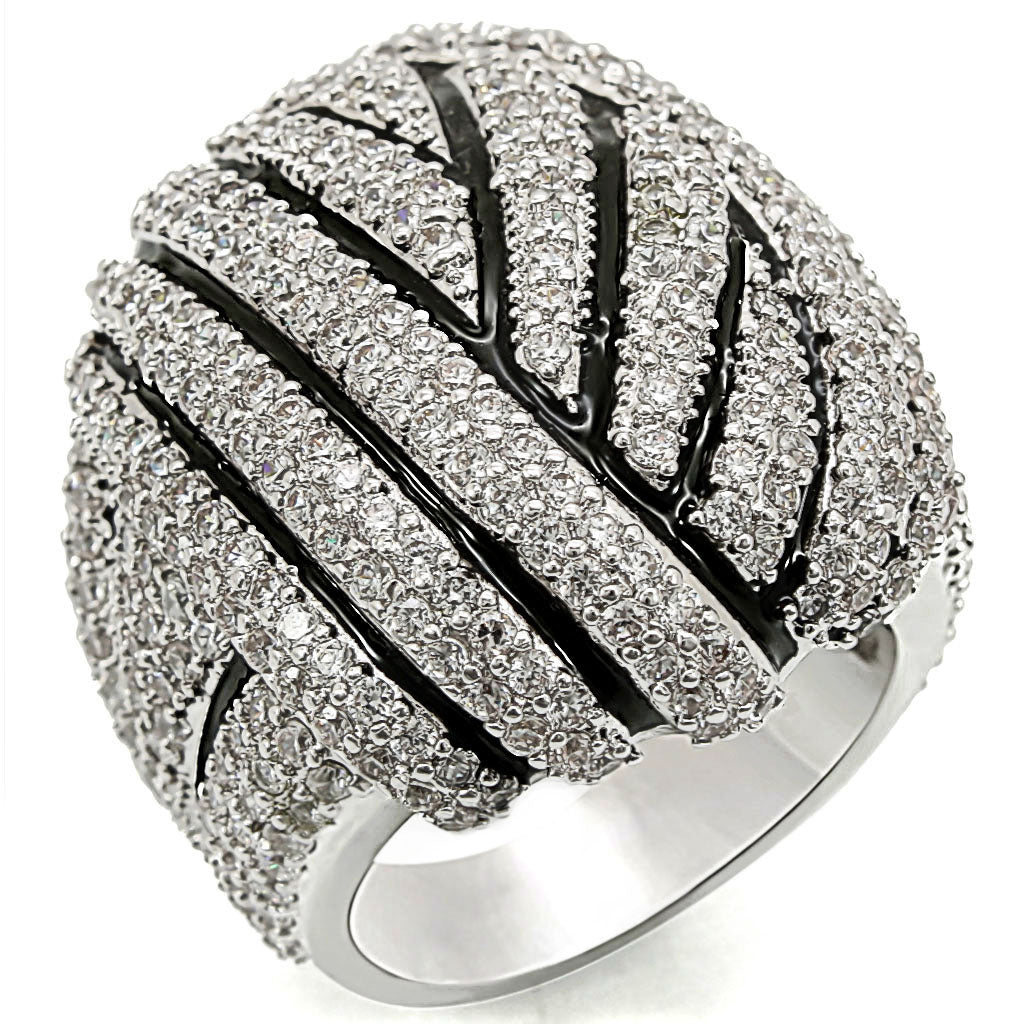 Rhodium Brass Ring with AAA Grade CZ in Clear