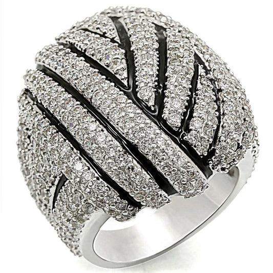 Rhodium Brass Ring with AAA Grade CZ in Clear