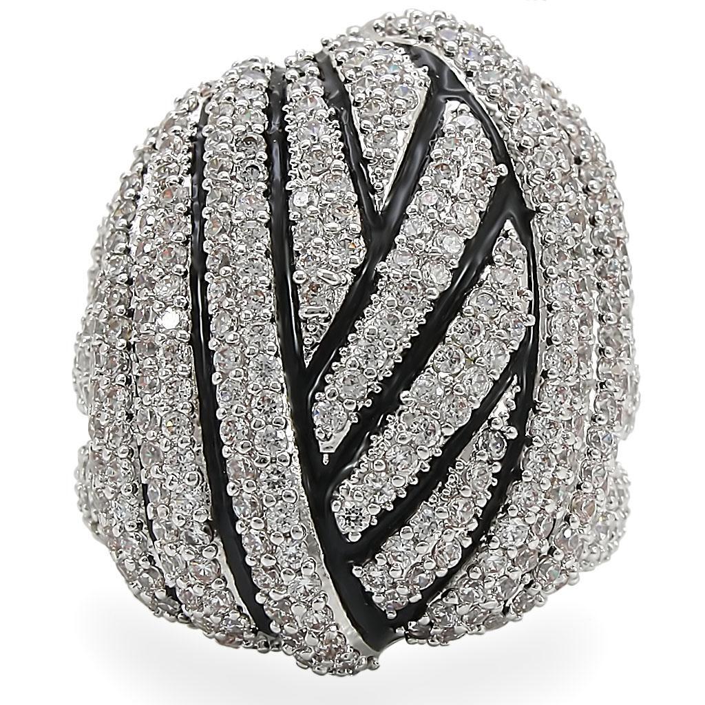 Rhodium Brass Ring with AAA Grade CZ in Clear