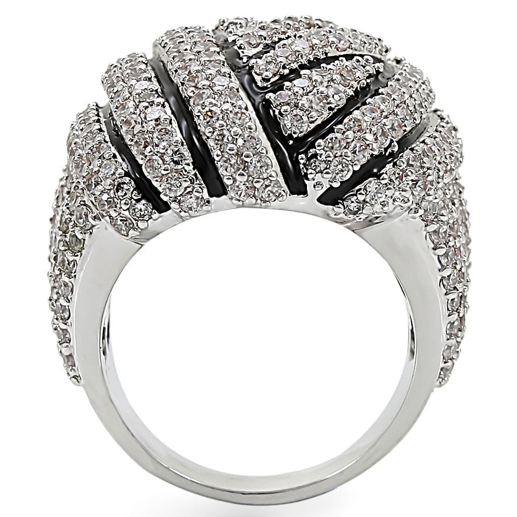 Rhodium Brass Ring with AAA Grade CZ in Clear