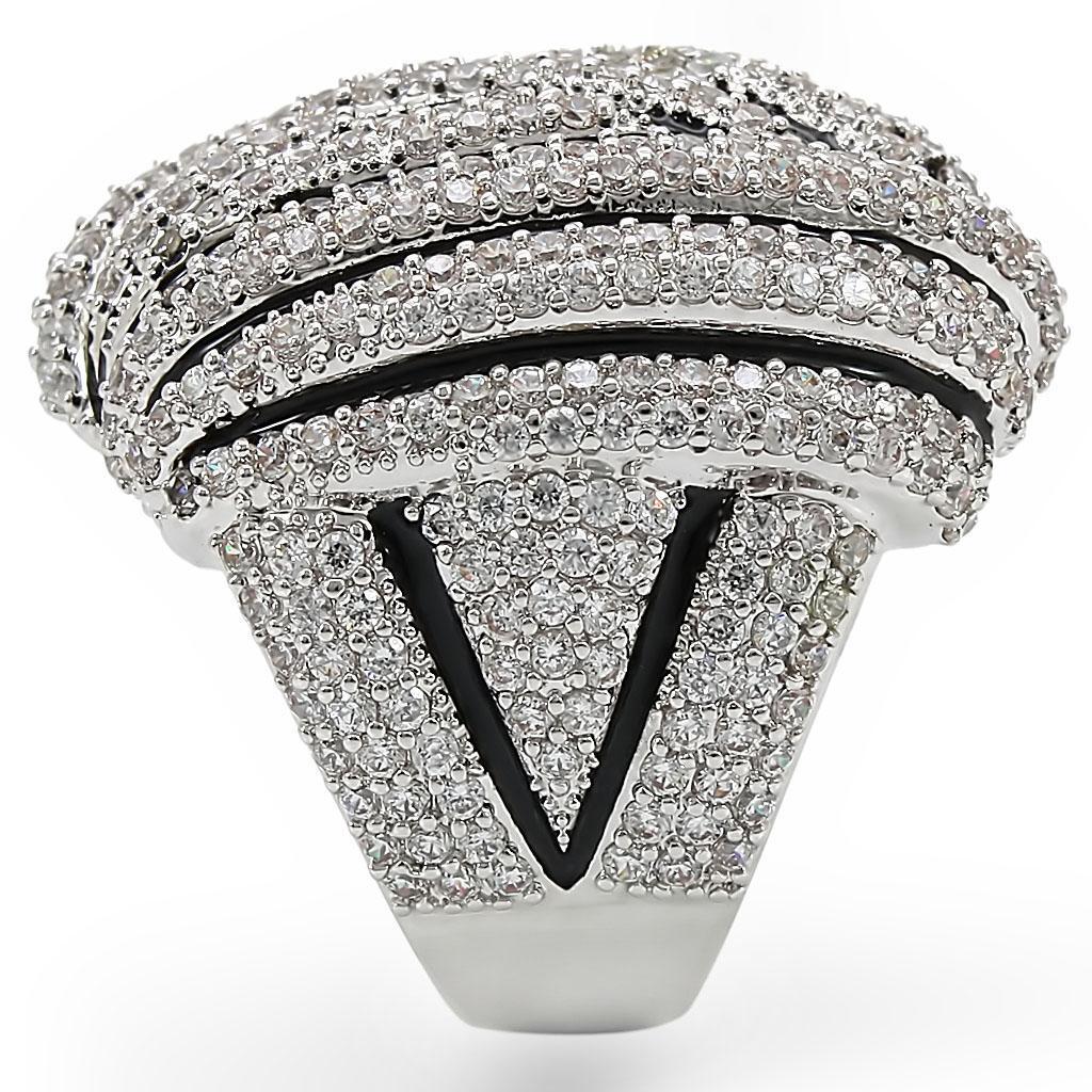 Rhodium Brass Ring with AAA Grade CZ in Clear