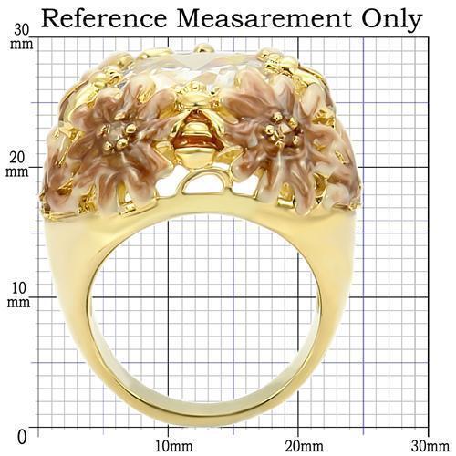 0W203 - Matte Gold & Gold Brass Ring with AAA Grade CZ  in Clear Size 7