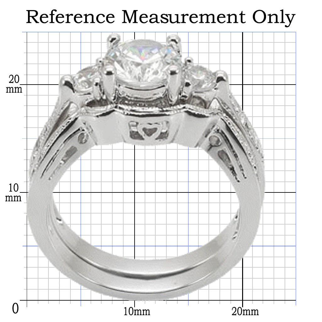 Rhodium Brass Ring with AAA Grade CZ in Clear Size 5