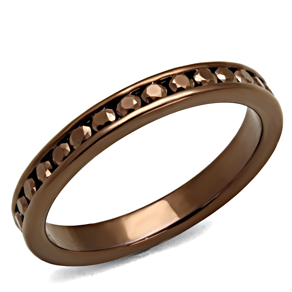 Coffee light Brass Ring with AAA Grade CZ in Brown