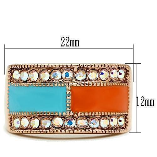 IP Rose Gold(Ion Plating) Brass Ring with Top Grade Crystal  in Clear