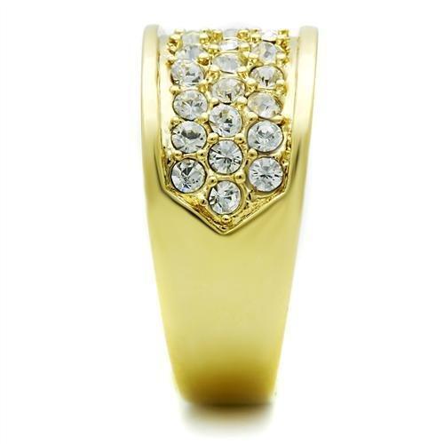 IP Gold(Ion Plating) Brass Ring with Top Grade Crystal  in Clear