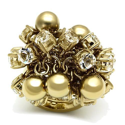 Gold Brass Ring with Top Grade Crystal  in Clear