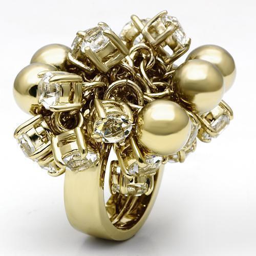 Gold Brass Ring with Top Grade Crystal  in Clear