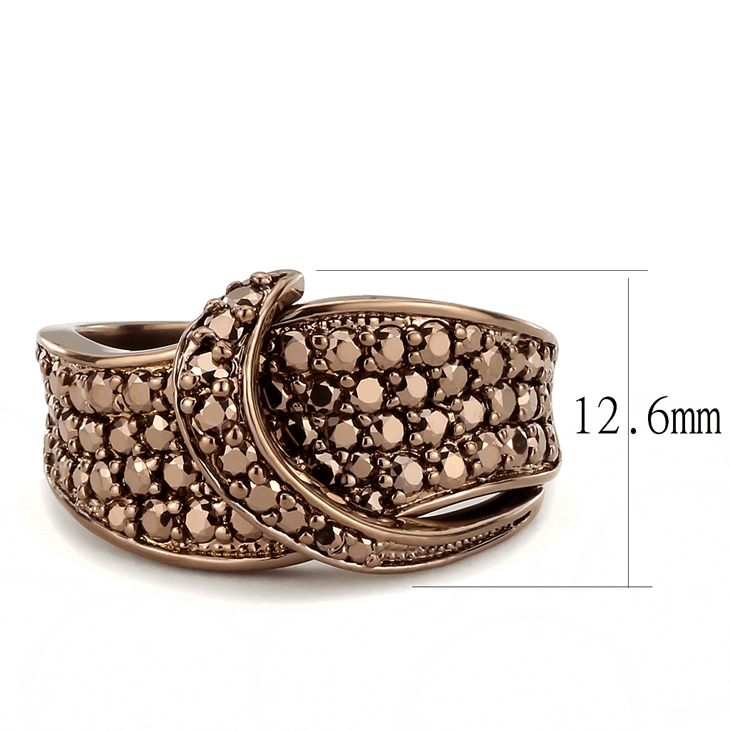 3W1099 - IP Coffee light Brass Ring with AAA Grade CZ  in Light Coffee