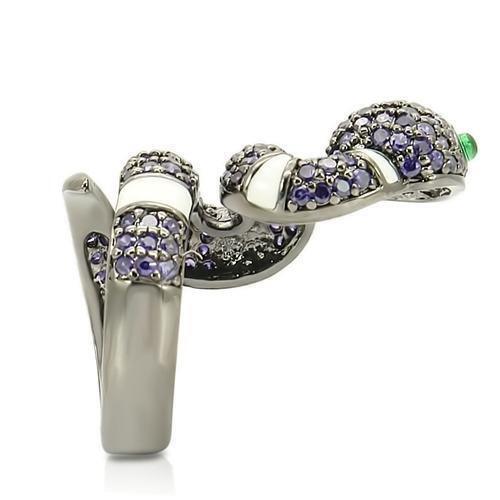 Ruthenium Brass Ring with AAA Grade CZ  in Multi Color