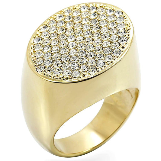 Gold Brass Ring with Top Grade Crystal in Clear