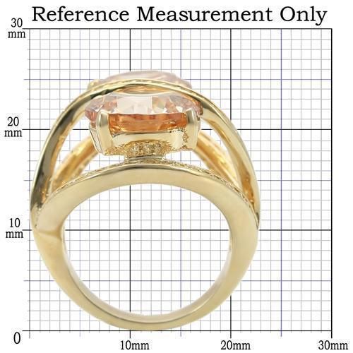 Gold Brass Ring with AAA Grade CZ in Champagne Size 10