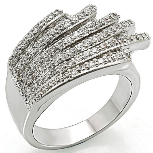 Rhodium Brass Ring with AAA Grade CZ in Clear