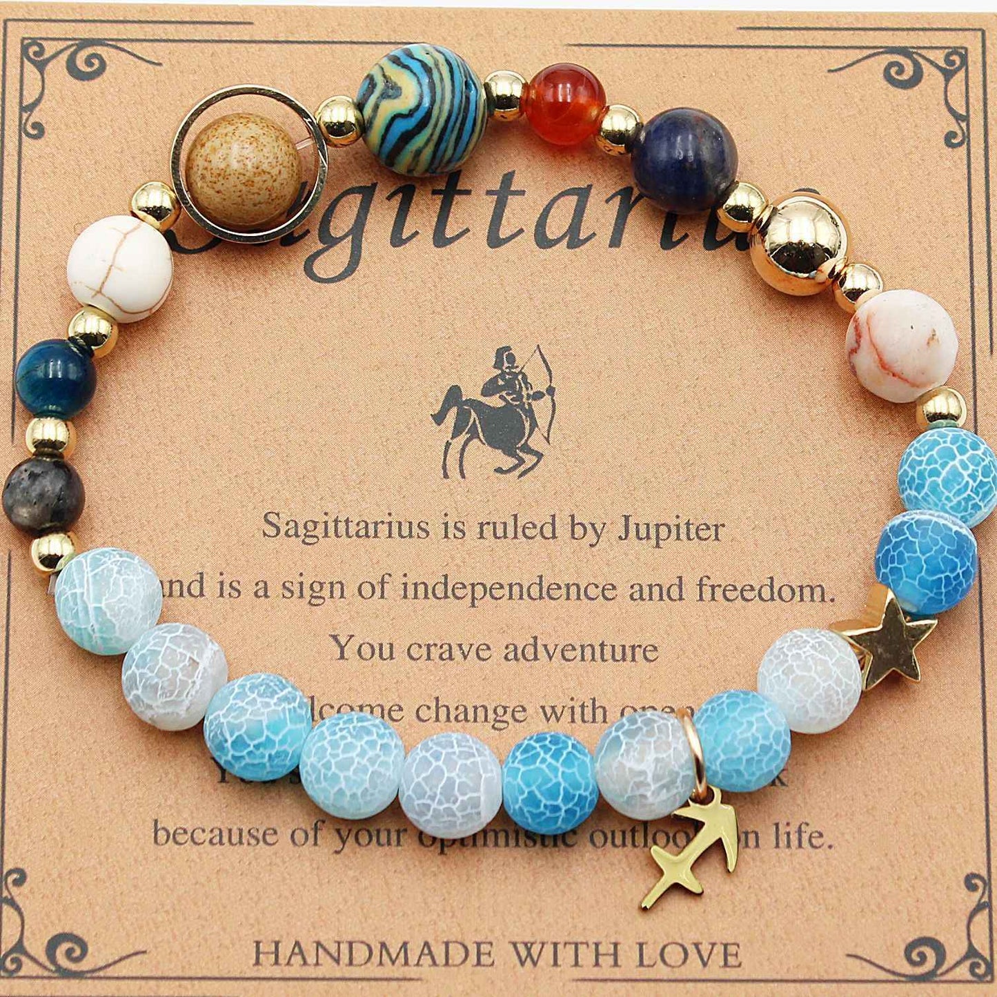 Twelve Constellations Bracelets - Natural Stone Beaded Bracelets with Eight Planet Designs