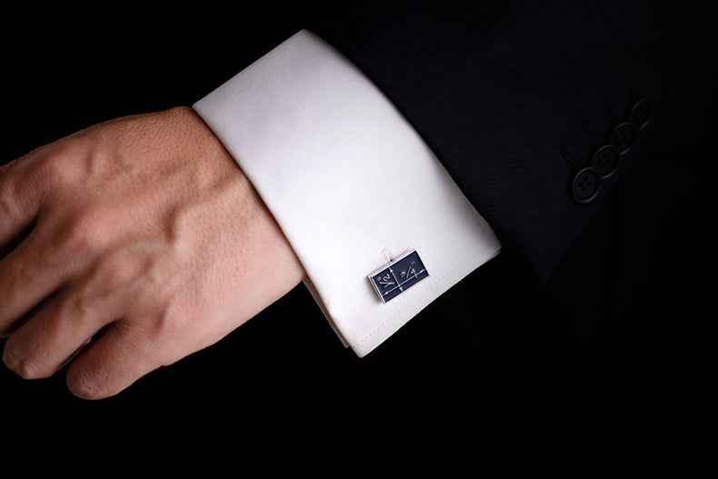 Copper Blue Cufflinks for Men - Elegant Enamel Design