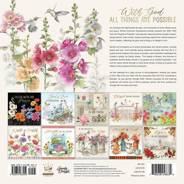 2026 With God all Things are Possible Wall Calendar