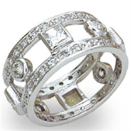 High-Polished 925 Sterling Silver Ring with AAA Grade CZ in Clear Size 5