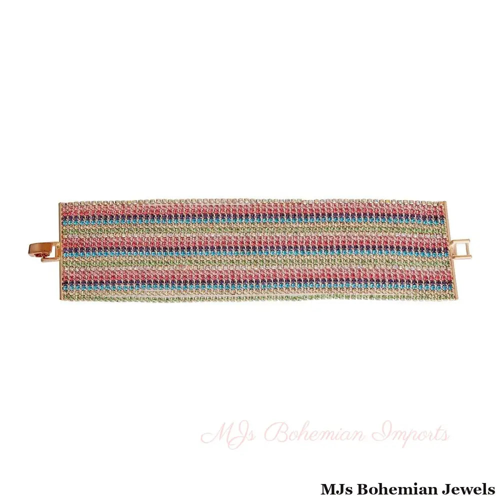 21 Line Multi Color Rhinestone Bracelet