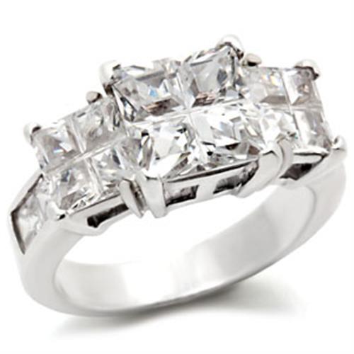 High-Polished 925 Sterling Silver Ring with AAA Grade CZ in Clear Size 10