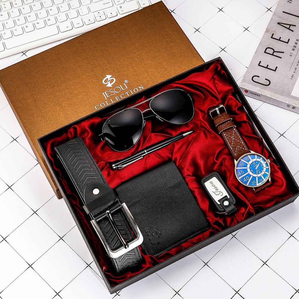 Mens Gift Set: Elegant Watch, Belt, and Wallet for Him - Perfect Men's Gift Set