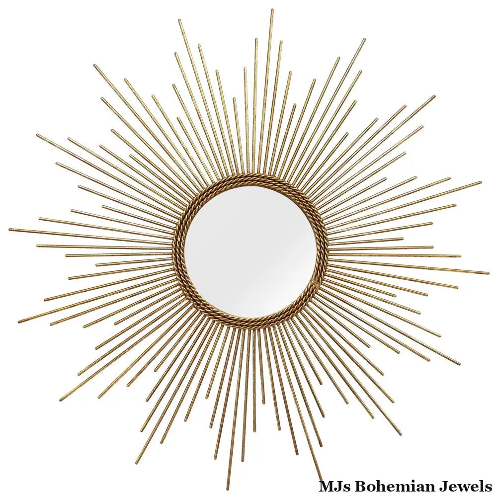 26 Round Gold Metal Sunburst Framed Wall Mirror