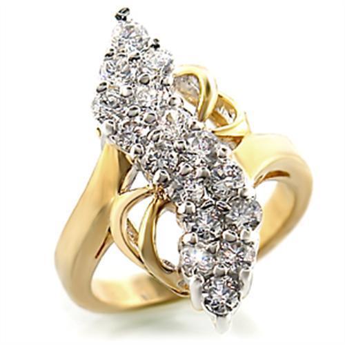Gold+Rhodium Brass Ring with AAA Grade CZ in Clear Size 5