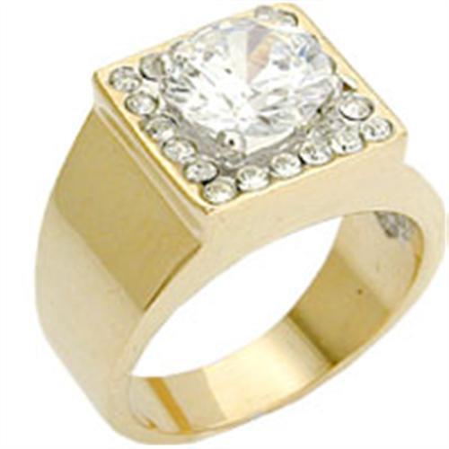 Gold+Rhodium Brass Ring with AAA Grade CZ in Clear Size 12