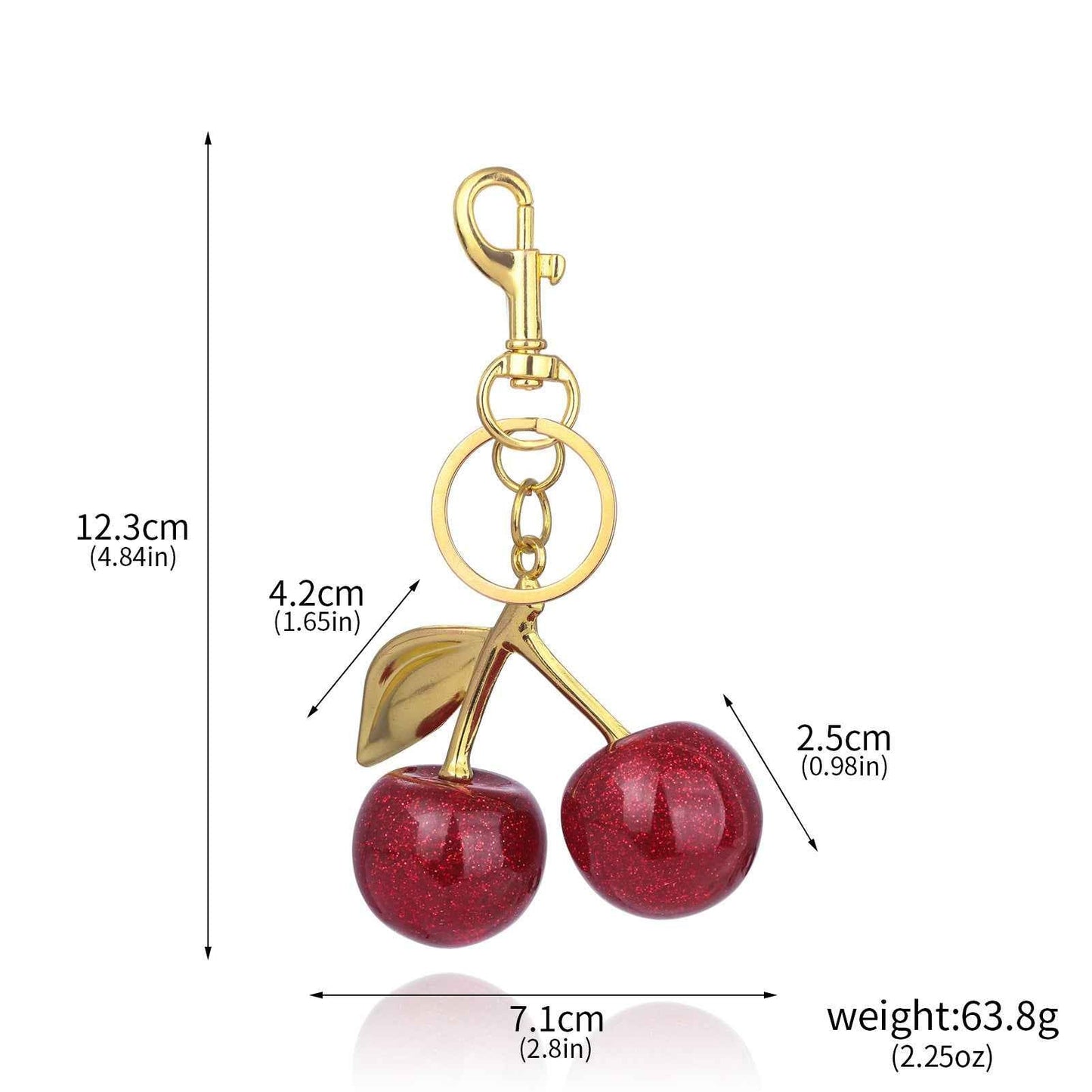 Red Cherry Bag Charm - Crystal Keychain Pendant in Zinc Alloy