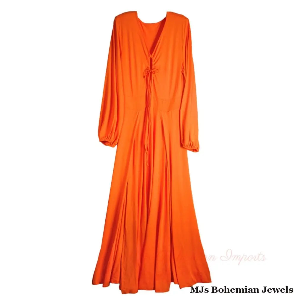 2XL Bright Orange Sexy Slit Dress