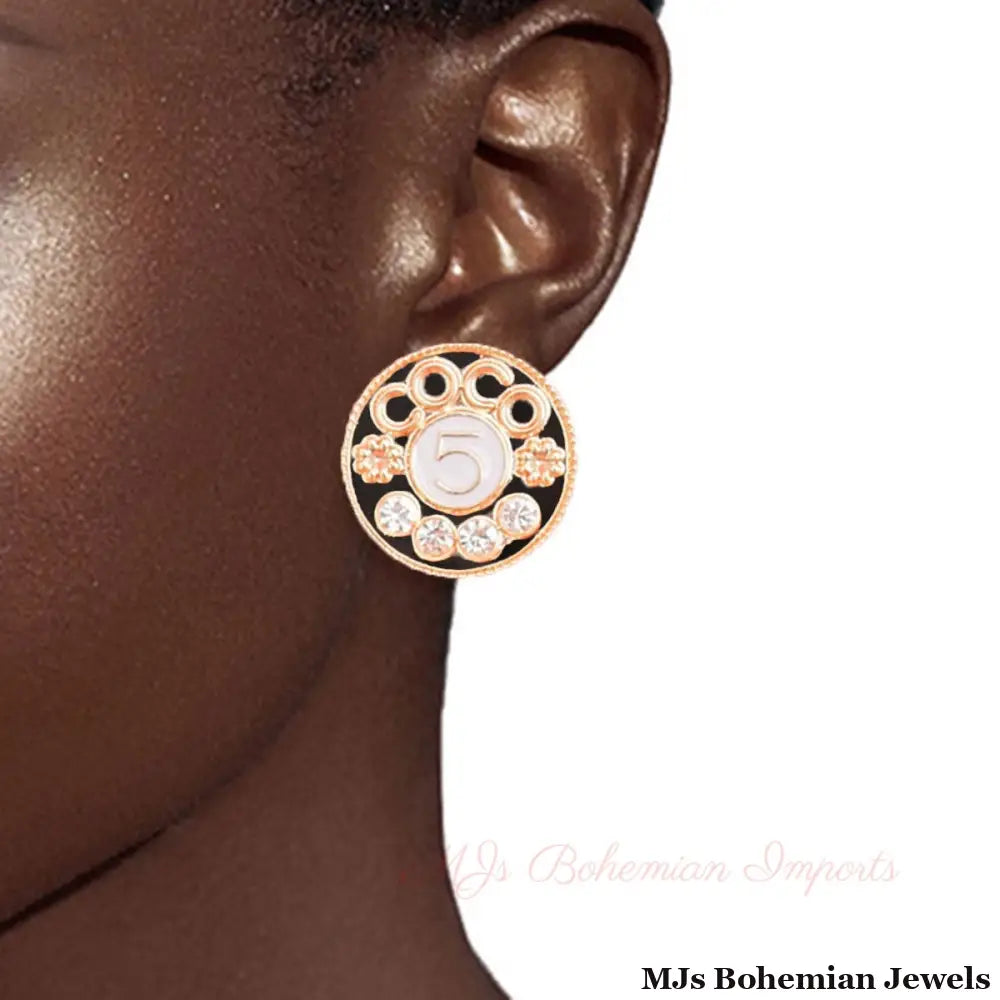 3 Pcs Designer-Inspired COCO Gold Metal and Rhinestone Stud Earring Set