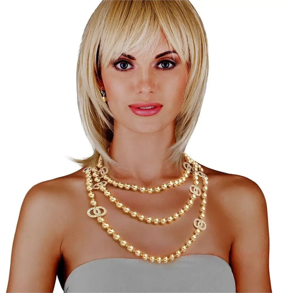 3 Strand Gold Metal Pearl Station Set