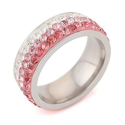 Ring Color: PINK LADY,Ring Size: 7 - Cocktail & Mocktail Rings CZ Crystals With Ombre Effect