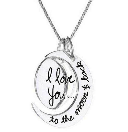 Color: Steel color - I Love You To The Moon And Back Necklace
