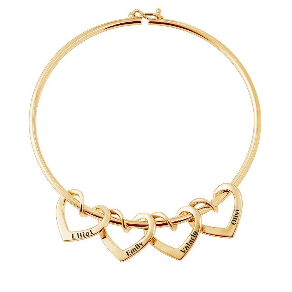 Color: Golden, style: Butterfly clasp bracelet - Family Bracelet And Heart Pendant