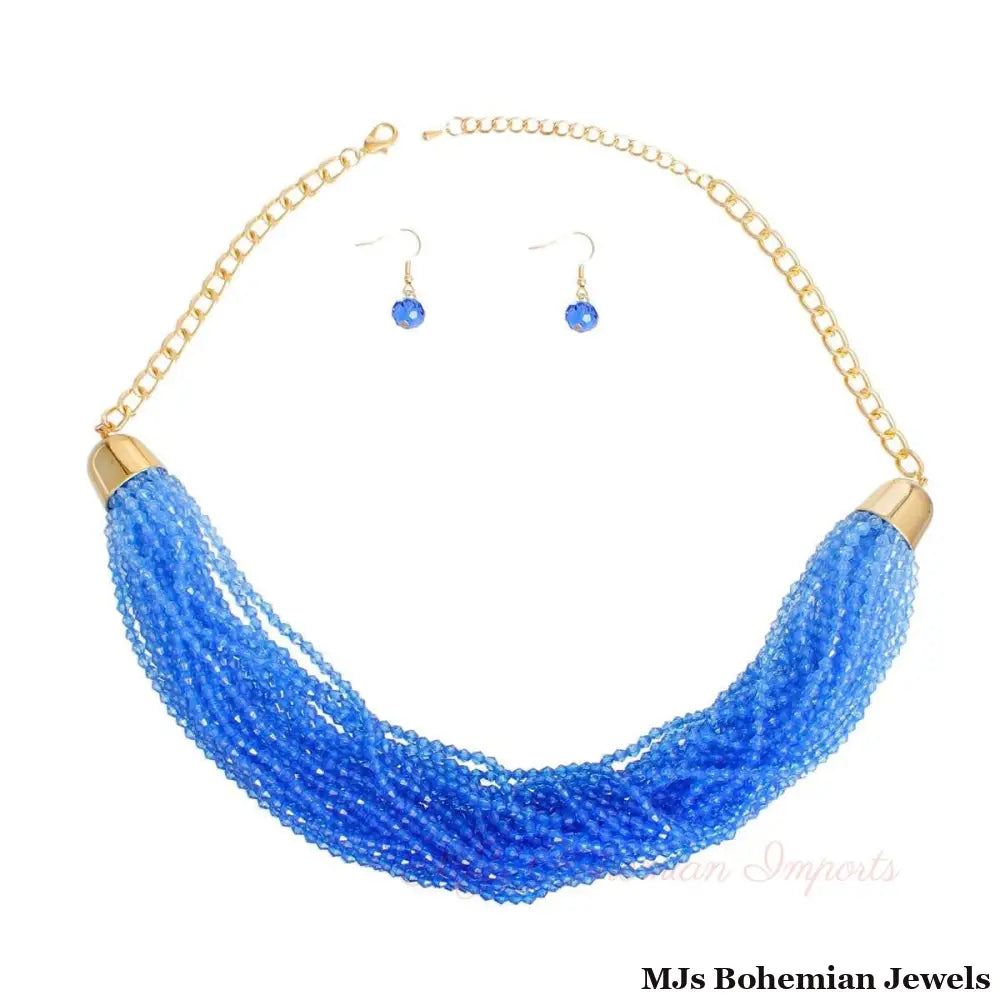 34 Strand Blue Bead Necklace