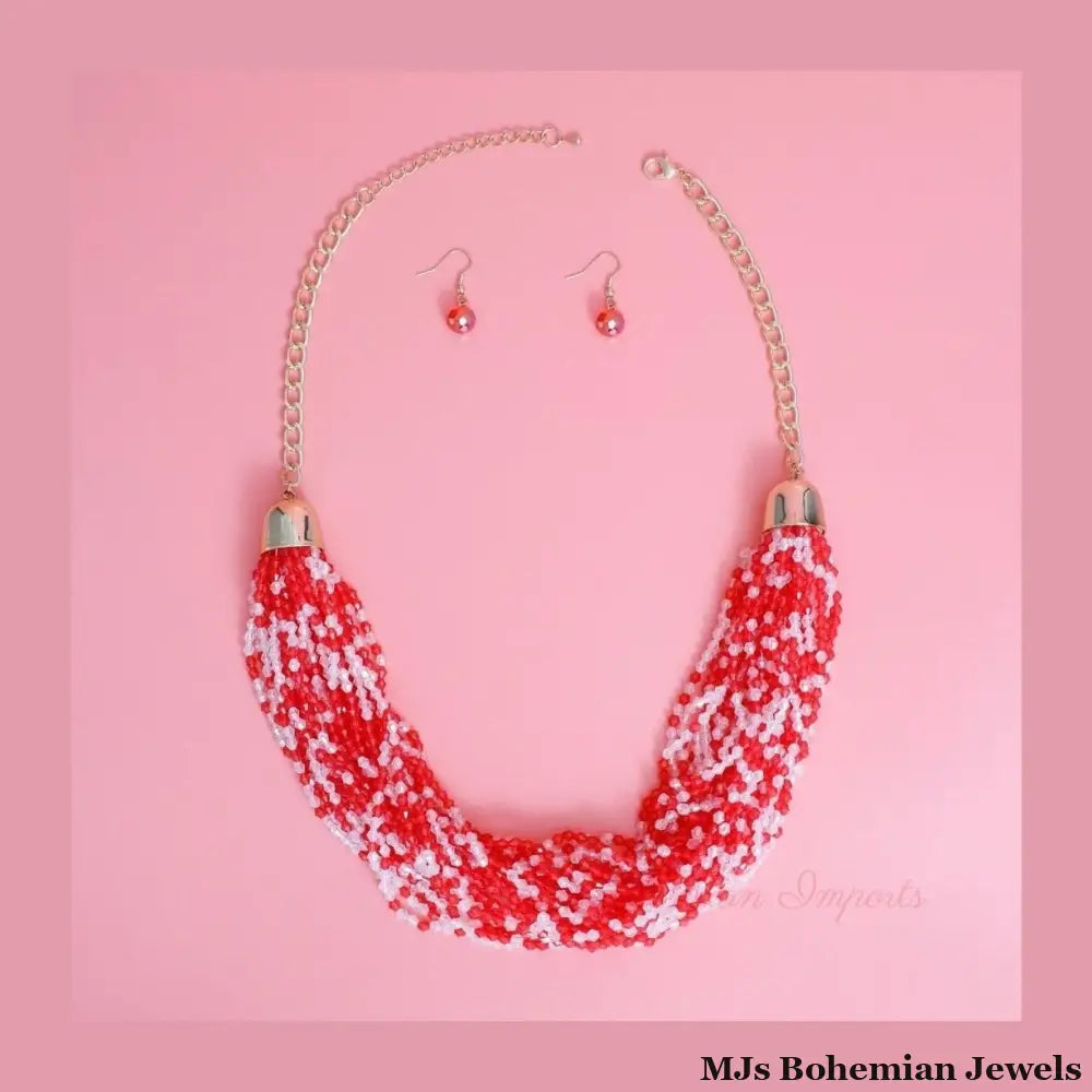 34 Strand Red Bead Set