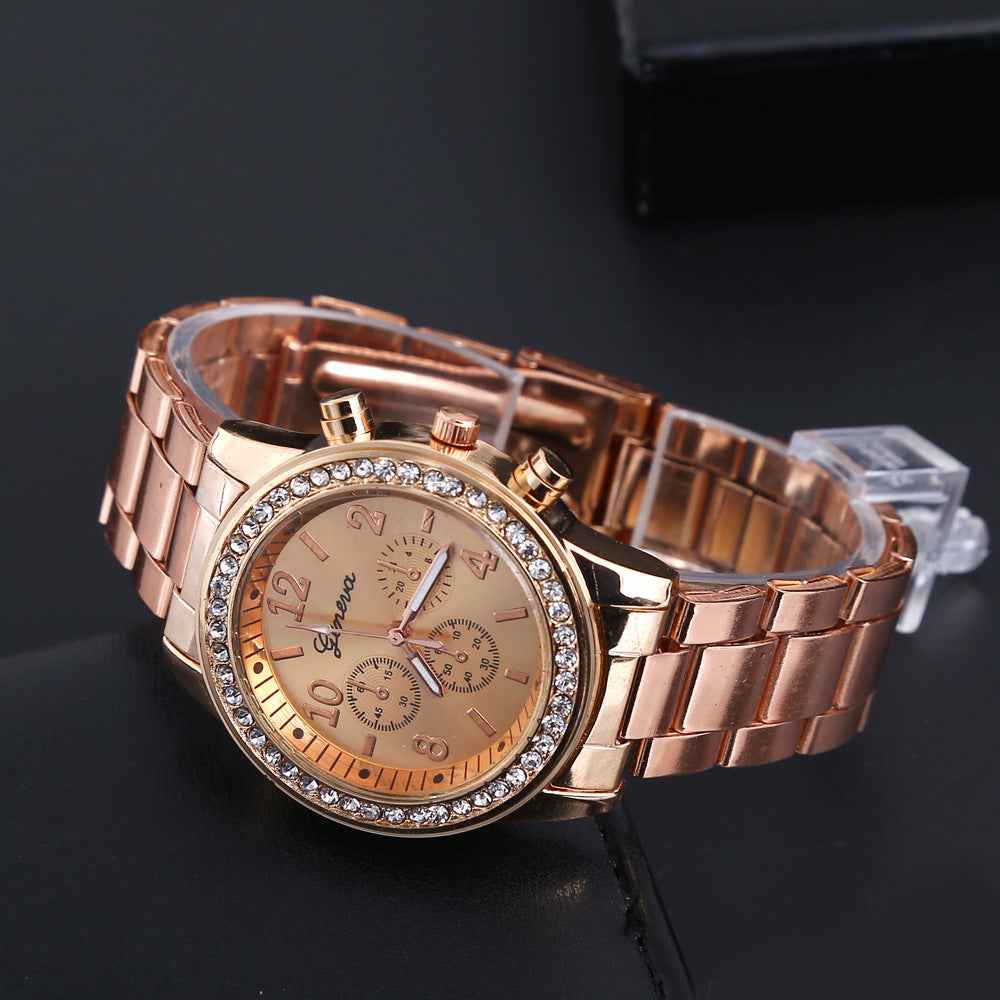 Geneva Men's Diamond-Accent Quartz Watch - Three-Eye Alloy Design