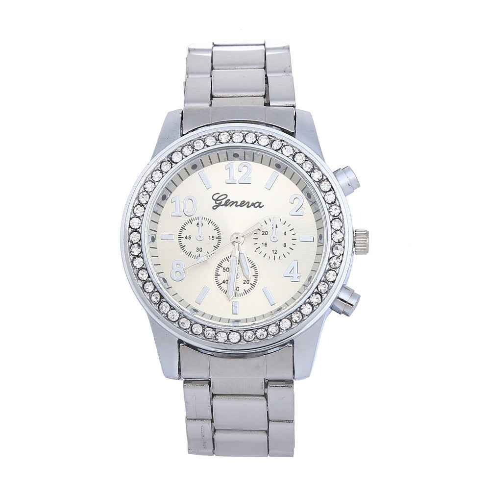 Geneva Men's Diamond-Accent Quartz Watch - Three-Eye Alloy Design