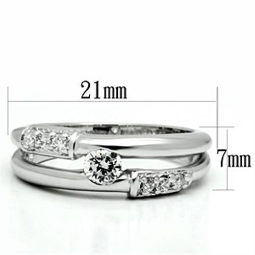 3W049 - Rhodium Brass Ring with AAA Grade CZ  in Clear