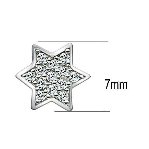 3W092 - Rhodium Brass Earrings with AAA Grade CZ  in Clear