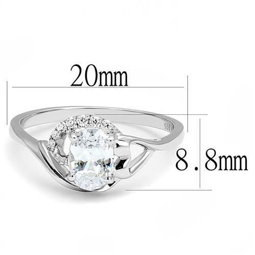 Rhodium 925 Sterling Silver Ring with AAA Grade CZ in Clear