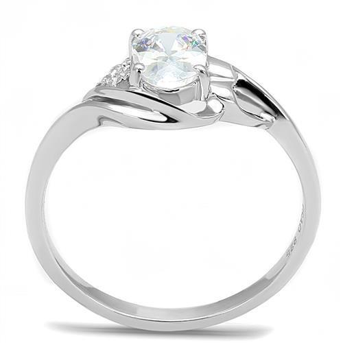 Rhodium 925 Sterling Silver Ring with AAA Grade CZ in Clear