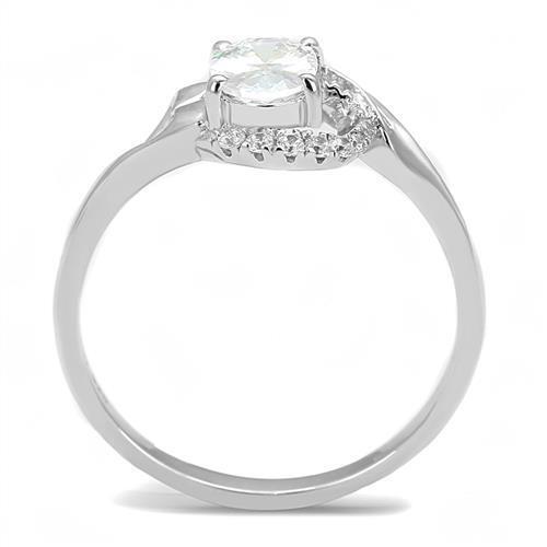 Rhodium 925 Sterling Silver Ring with AAA Grade CZ in Clear